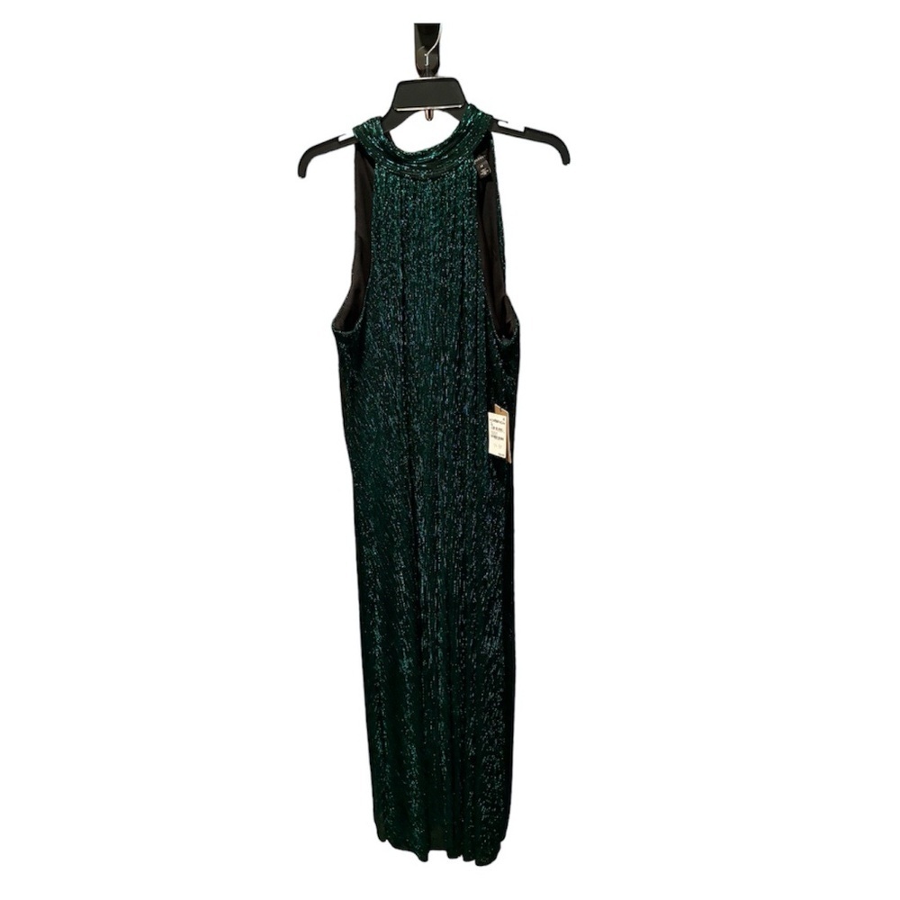 Nordstrom Halogen Wide Leg Sleeveless Jumpsuit in Metallic Green NWT